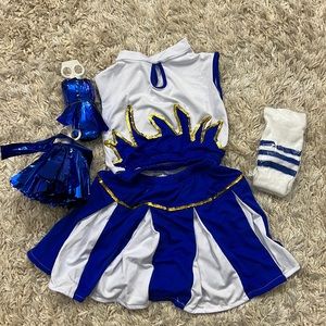 Brand new never worn clue and white cheerleader costume for girls